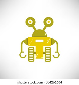 cute robot icon, retro robot, grunge robot vector