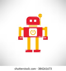 cute robot icon, retro robot, grunge robot vector