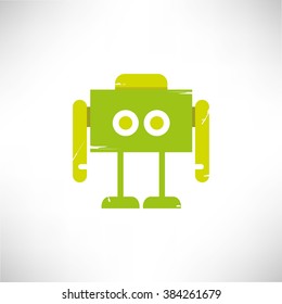 cute robot icon, retro robot, grunge robot vector