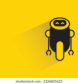 cute robot icon with shadow on yellow background