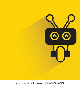 icono lindo del robot con sombra sobre fondo amarillo
