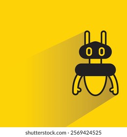 cute robot icon with shadow on yellow background