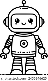 cute robot illustration, for coloring book