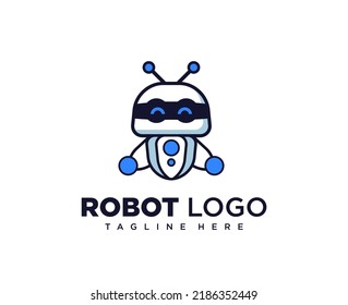 Cute robot illustration logo design for company mascot or community mascot