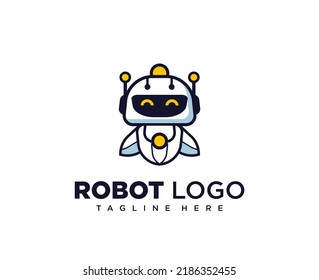 Cute-Roboter-Illustrations-Logo-Design für Firmenmaskottchen oder Gemeinschaftsmaskottchen