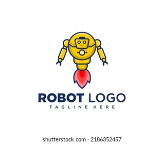 Cute-Roboter-Illustrations-Logo-Design für Firmenmaskottchen oder Gemeinschaftsmaskottchen