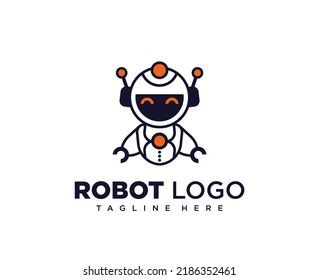 Cute robot illustration logo design for company mascot or community mascot