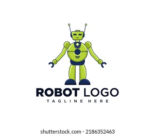 Cute robot illustration logo design for company mascot or community mascot