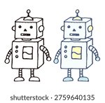 Cute Robot Illustration Set, Hand Drawn AI Character Collection, Simple Technology Mascot Clipart, Friendly Futuristic Android Design
