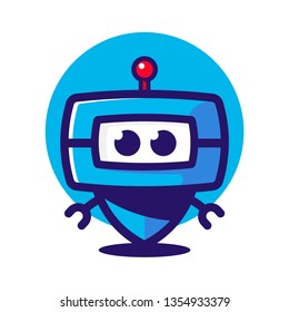 Cute robot. Robot innovation technology. Chat bot. Vector graphic. Isolated on white background.