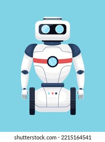 Cute robot isolated on blue background.