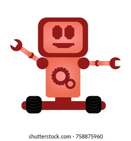 Cute robot isolated on white background, Vector illustration