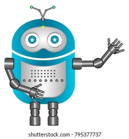 Cute robot isolated on white background, Vector illustration