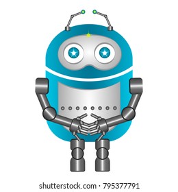 Cute robot isolated on white background, Vector illustration