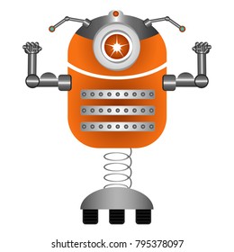 Cute robot isolated on white background, Vector illustration