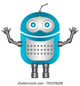 Cute robot isolated on white background, Vector illustration