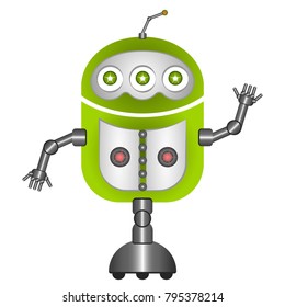 Cute robot isolated on white background, Vector illustration