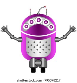 Cute robot isolated on white background, Vector illustration