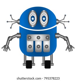 Cute robot isolated on white background, Vector illustration