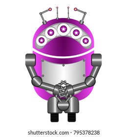 Cute robot isolated on white background, Vector illustration