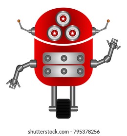 Cute robot isolated on white background, Vector illustration
