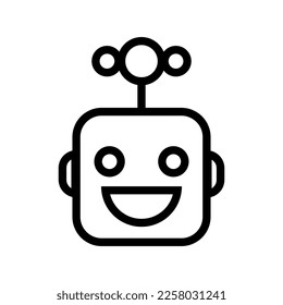 Cute robot line icon. Chatbot face robot. Modern vector icon isolated on white background.