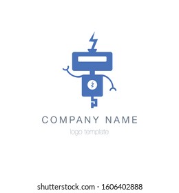 Cute robot logo template design. Vector.