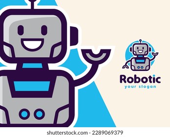 Plantilla de diseño de logotipo de mascota robot.