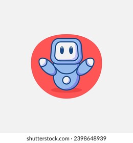 cute robot mascot logo design