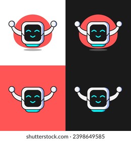 cute robot mascot logo design