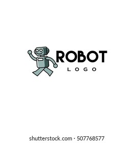 Cute Robot Mascot Logo Design Template Stock Vector (Royalty Free ...