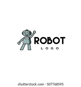 Cute robot mascot logo design template