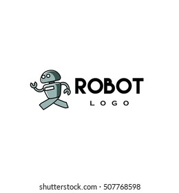 Cute robot mascot logo design template