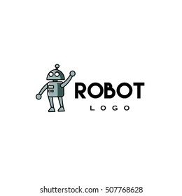 Cute Robot Mascot Logo Design Template Stock Vector (Royalty Free ...