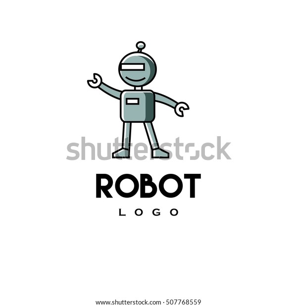 Cute Robot Mascot Logo Design Template Stock Vector (Royalty Free ...