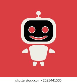 Cute robot mascot logo template design. Chat Bot Artificial Intelligence Technology vector design concept.