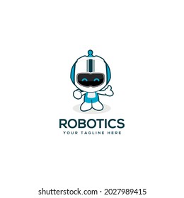Cute robot mascot logo vector illustration
