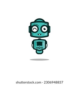 Cute Robot Mascot Modern Logo Design vector