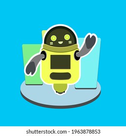 cute robot mascot, vector illustration
