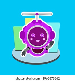 cute robot mascot, vector illustration