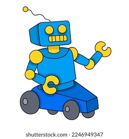 un lindo robot se mueve como una herramienta de juguete para niños. ilustración de diseño vectorial