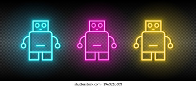 cute robot neon icon set