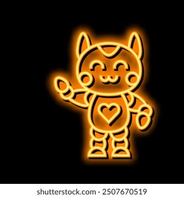 cute robot neon light sign vector. cute robot illustration