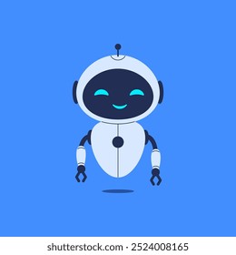 Cute robot on blue background. Vector illustration for chatbot designs and AI design