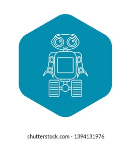 Cute robot on wheels icon. Outline illustration of cute robot on wheels vector icon for web