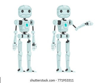 Cute robot on a white background. Vector illustration in a flat style