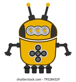 Cute robot on a white background, Vector illustration