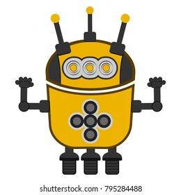 Cute robot on a white background, Vector illustration