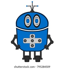 Cute robot on a white background, Vector illustration