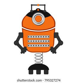Cute robot on a white background, Vector illustration